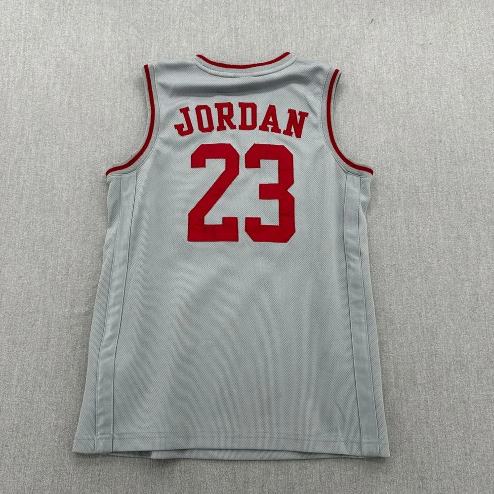 Air Jordan 23 Jersey Youth Size Large Gray Sleeveless Graphic Jumpman Logo #23